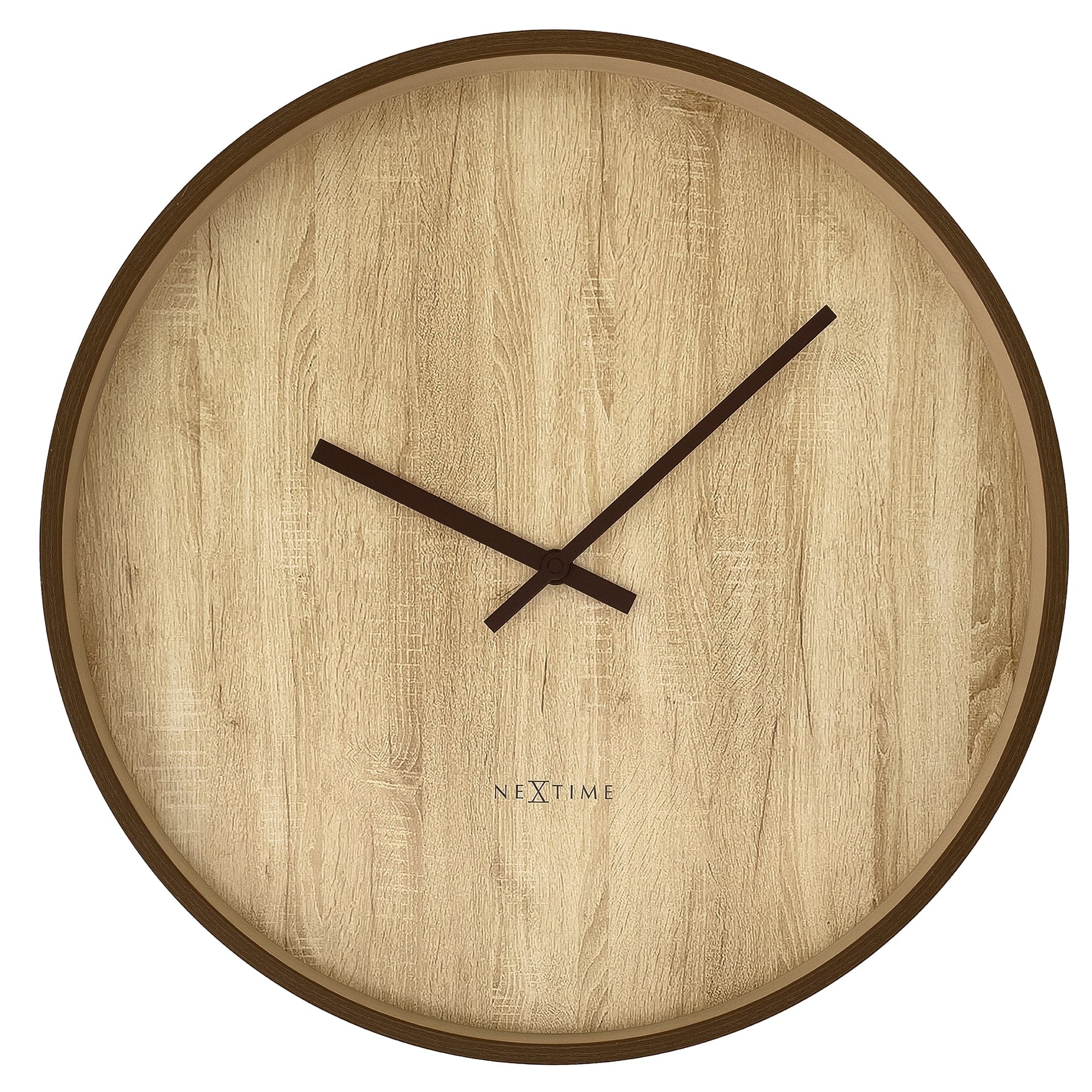 NeXtime Oslo Large wall clock, 50cm, silent operation, dark and light brown plastic design, stylish home decor clock